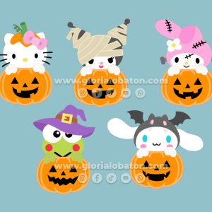 PERSONAJES EN CAPAS CARTULINA - SANRIO HALLOWEEN