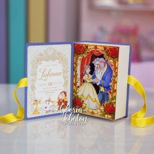 TARJETA INVITACION SHADOW BOX - BELLA Y BESTIA