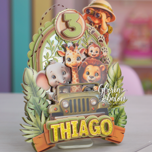 CAKE TOPPER SAFARI ANIMALES JEEP - TCW