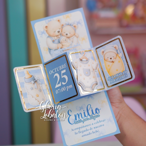 TARJETA INVITACION POP UP - BABY SHOWER BOY